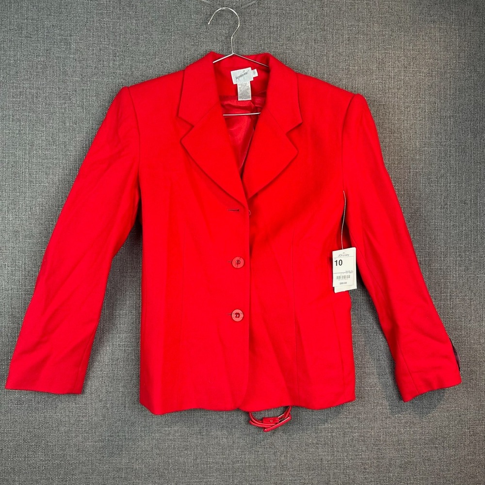 Jacqueline Ferrar Wool Cashmere Blazer Size 10 Womens Scarlet Red Jacket